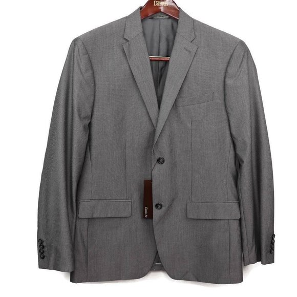 Perry Ellis Mens Two Button Suit Jacket Gray Lined